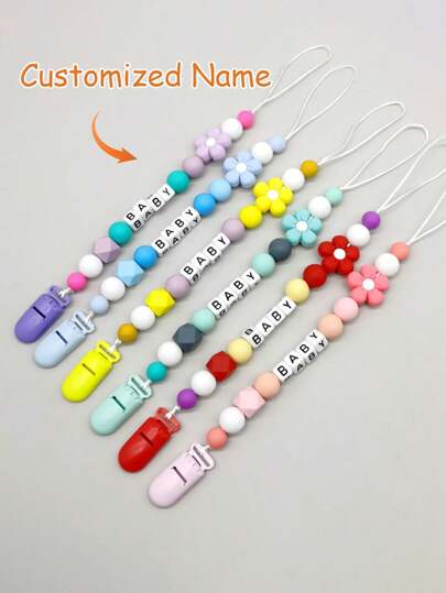 1pc Personalized Name, Letter, Text, Flower Silicone DIY Nameplate, Birchwood Customized Accessory, Charm, Clip Or Hang, Keychain, Pendant, Beaded Floral Decor, Suitable For Backpacks, Travel Bags, Luggage, Cute Accessory, Small Gift, Sparkly Autumn/Winter, Adorable, Fun & Lovely,Multi-Functional,Ornamental,Letter,Stylish,Modern,Colorful,Cute,Adorable,Casual,Custom,Personalised,Unique,Customized,Baby Gifts,Ideal Gifts For Him,Ideal Gifts For Her,Son,Daughter,Customized Fashion Word Beads,Vintage Outfit