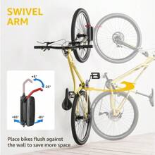 Swivel Bike Wall Mount – Space-Saving Vertical Bike Rack, Heavy-Duty Garage Bike Hanger, Sturdy Storage Hook Holds Up To 66lbs, Easy To Install, Red, 4 Pack - 2 件裝 - 查看 3