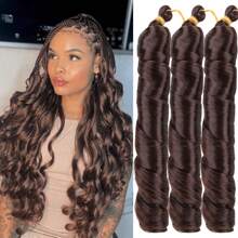 3 Pcs Synthetic French Curl Braiding Hair 22 Inch Loose Wave Braiding Hair Extensions Pre Stretched Crochet Braids For Women
