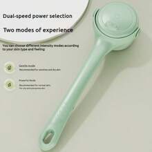 Electric Bath Brush, Dual Handle Handheld Massaging Body Scrubber, USB Rechargeable Lithium Battery, For Back And Full Body Cleaning - Mint Green - View 9