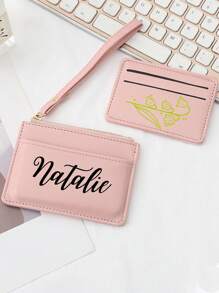1PC Coin Wallet Multi-Function Portable Mini Card Bag Two-Piece Set Solid Color PU Leather Wallet Personalized Text Customization For Women Wallet Mini Wallet Purse Wallet Wristlet Wallet Wallet Card Wallet - Multicolor - View 6