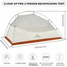 Cloud-Up 2 Person Tent Lightweight Backpacking Tent With Footprint - Free Standing Ultralight Camping Hiking Backpack Tents Two Person Tent - Cloud up Pro(Orange - 210T Polyester) - View 2