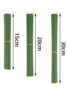 50 件橡胶包裹的金属线、花枝、金属丝网花、仿真花、纸花、假花丝带、玫瑰、单花茎 - 綠色 - 查看 2