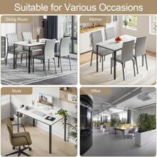 Dining Table, Modern Rectangular Dining Table Kitchen Table With Marble Effect Top And Metal Legs, 120x70cm Wooden 4-6 Seater Dinner Table For Home, Cafe And Restaurant - Black and White/Gray - View 6