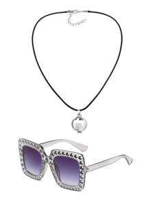 Forever & Moment 2pcs 70s Disco Accessories, Women's Disco Costume Jewelry, Sparkly Necklace And Glasses - Multicolor - View 15