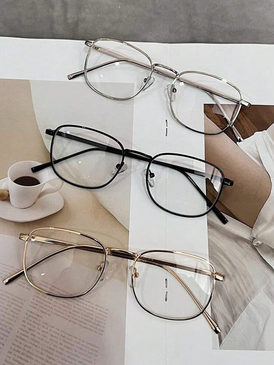 1pc Unisex Geometric Pattern Casual Bohemian Vintage Palace Style Party Cute Sexy Office Street Zinc Alloy Small Frame Fashion Glasses, Versatile Fashion Accessories Suitable For All Occasions - Multicolor - View 1
