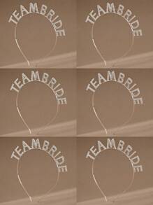 6件套女士个性化时尚婚礼宾客字母头饰，伴娘水晶头饰 - 銀色 - 查看 3