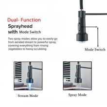 Matte Black LED Light Kitchen Sink Faucet With Pull Down Sprayer 1 Hole Single Handle Swivel Sink Faucet - Black - View 4