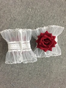 1 Pair Polyester Camellia Party Bracelets - White - View 3