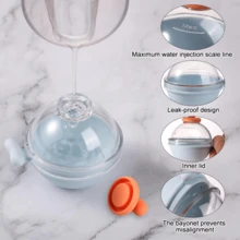 1 件大号冰球制作器，圆形冰块托盘球形冰球托盘硅胶和 ABS 冰块模板，可制作 2.36 英寸冰球，适用于威士忌鸡尾酒