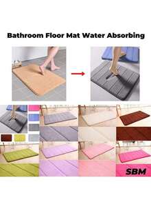 1pc Solid Color Simple Soft Memory Foam Sponge Absorbent & Non-Slip Bathroom Mat, Toilet Mat Christmas Decor Kitchen Rug - Multicolor - View 6
