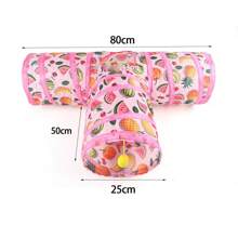1pc Foldable Cat Tunnel Carrot Flower Fruit Printed Durable Cat Pass Play Tunnel Cat Toy For Cat Dog Interactive Play Tent Rabbits Guinea Pigs Indoor/Outdoor Pet Playhouse Puzzle Exercising Hiding Training Supply - Multicolor - View 11