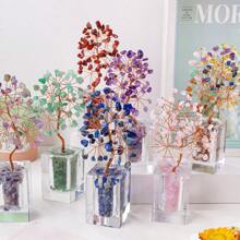 1PC Natural Crystal Gravel Specimen Stone Feng Shui Crystal Money Tree Drift Bottle Desktop Divination Home Decoration - Glass Bottle Crystal Tree - View 2