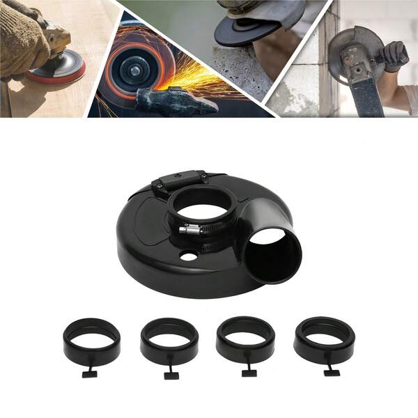 Rainaut 7" Black Vacuum Dust Shroud Cover For Angle Grinder - Convertible Hand Grind Attachment, Metal Construction, Sports Fan Essentials, CNCEST
