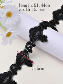 全新多色蕾丝刺绣花卉边饰网布，配手工串珠亮片装饰，DIY 服装/婚纱配饰材料，长度：91.4 厘米，宽度：5.5 厘米