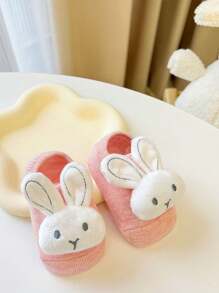 1 pereche de șosete adorabili pentru bebeluși cu tema iepurașului - amestec moale de poliester, antiderapante, șosete de podea pentru toate anotimpurile pentru nou-născuți și bebeluși, 0-1 an, lavabile manual, șosete pentru nou-născuți | Design jucăuș | Textura tricot