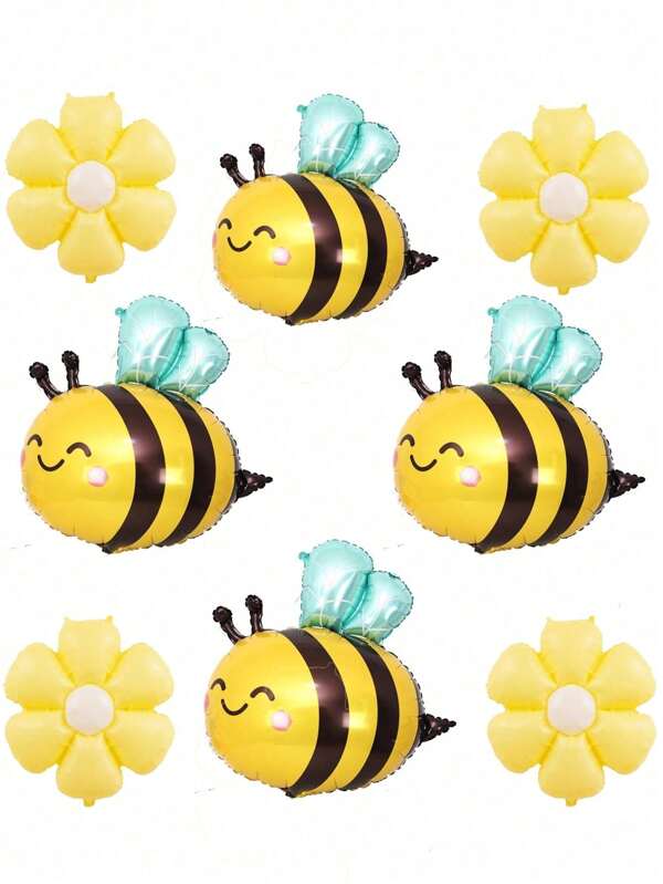 Juego de 2/4 globos con diseños de abeja y margarita amarilla - Para decoración minimalista de boda, cumpleaños, boda, compromiso, fotos al aire libre, baby shower, granja, arco, baby shower, despedida de soltero, revelación de género