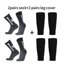 2 Pairs Anti-Slip Soccer Leg Warmers & 2 Pairs Outdoor Training Calf Leg Warmers, Sports Leg Warmers Set For Adults Men And Women - Multicolor - View 1