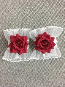 1 Pair Polyester Camellia Party Bracelets - White - View 1