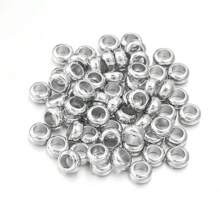 100pcs/Pack CCB Large Hole Spacer Beads, Flat Round Hollow Beads For Bracelet, Necklace, DIY Jewelry Making