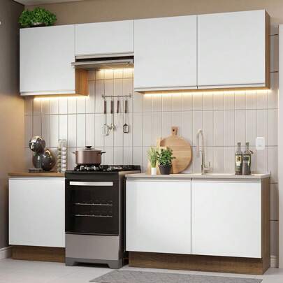  Cocina Integral Completa Modular Madesa Glamy 240cm 09 Color Marrón/Blanco