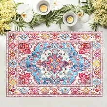 1 pieza/4 piezas/6 piezas Manteles individuales y manteles de lino estampado, decoración del hogar apta para comedor, fiesta, restaurante, hogar, multifuncional, de moda, primavera/verano