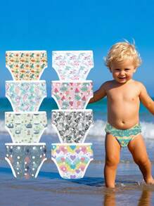 1pc Reusable Adjustable Baby Swim Diaper, Suitable For 9 Months To 3 Years Old Infants, Unisex, Natural Color Swim Diaper - Multicolor - View 7