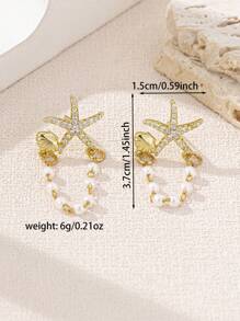 1 Pair Fashionable , Tassel, Shell & Faux Pearl Earrings, Suitable For Women For Party, Date, Daily Wear - Star - View 5