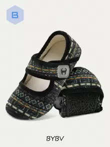 男女通用宽头休闲平底鞋 - 防滑橡胶鞋底，舒适单带家居拖鞋，轻便柔软，成人室内/室外日常鞋，多种颜色可选，女鞋 - 黑色 - 查看 3