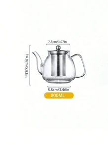 1 pieza Tetera de vidrio resistente al calor con filtro y asa de vidrio de color, adecuada para preparar té, café o té de frutas, apta para todas las estaciones y ocasiones, se puede calentar directamente sobre llama abierta. - transparente - Ver 16