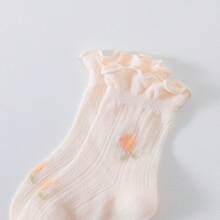4 Pairs Mixed Baby Cotton Breathable Mesh Short Socks, Girls&Boys Summer Thin Lace Trim Ankle Socks