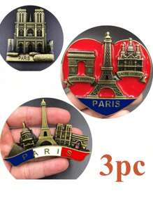 3pcs/2pcs/1pc Mixed Metal Country Fridge Magnets, Personalized Magnetic Travel Souvenirs, France Fridge Magnets, Home Decor - Multicolor - View 11