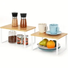 2 chiếc kệ đựng đồ nhà bếp, kệ sắp xếp tủ bếp, kệ đựng gia vị có thể xếp chồng, kệ đựng đồ nhà bếp có thể mở rộng, kệ đựng thực phẩm trong tủ bếp, kệ sắp xếp theo chiều dọc. - Nhiều màu - Xem 6