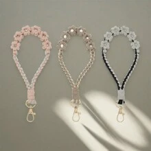Creative Hollow Flower Woven High-End Phone Lanyard Wrist Strap Phone Case Accessories Wholesale - Multicolor - View 3