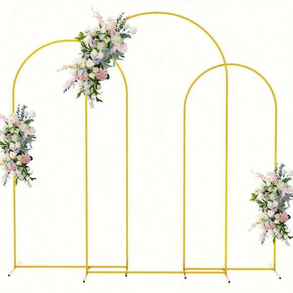 Arche de mariage en métal doré de 1,83 m, 2 m, 2,19 m, support d'arrière-plan. Arche de jardin pour fête d'anniversaire, cérémonie, célébration de remise des diplômes, décoration de cérémonie de mariage