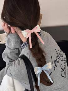 4 Stücke/2 Stücke Haarspangen mit Spitze-Schleifen, süße, niedliche Haarclips mit Schmetterling aus Spitze, Ballerinaart Mädchen Haarclips, vielseitige ästhetische Haarklammern, Haarklauenclips