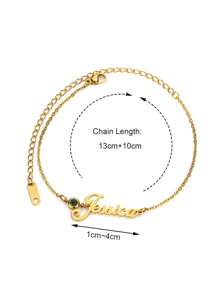Custom Birthstone Name Anklet, Personalized Name Ankle Bracelet With Birthstone, Summer Beach Leg Chain Stainless Steel Customized Jewery For Women, Perfect Gifts For Birthday, Wedding, Anniversary, Vacation, Party