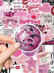 YWWBLD 50 pezzi Adesivi con citazioni di in rosa, regalo, decorazione cartone animato, scrapbooking, laptop, valigia, chitarra, tazza, telefono, fai da te - Rosa - Visualizzare 4