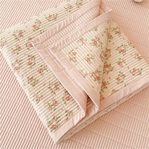 1pc Grade A Printed Cotton Quilted Bedspread, Lightweight, Breathable, Soft And Durable, Suitable For Bedroom, Dorm, Office Nap, Without Pillows And Pillow Covers