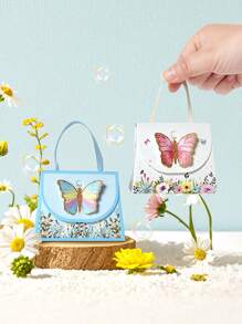 5pcs,Butterfly Party Gift Box, Birthday Candy Box, Wedding Supplies Handheld Box, Wedding Table Decoration, Gift Party Center Decoration, Butterfly Theme Party Birthday Tea Party Gift Decoration Box, Mother's Day Easter Universal Action Box For Various Festivals