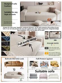 1pc Solid Color Jacquard Stretch Elastic Sofa Cover, Suitable For Living Room, Bedroom, Dining Room And Outdoor, Washable Pet-Proof Sofa Slipcover For 1/2/3/4 Seater, With Anti-Slip Strips Included