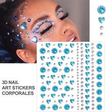 1pc Face Diamond Gem Face Stickers Purple Red Rhinestone Gem Sticker Eyeshadow Sticker Nail Body Makeup Stars Sticker DIY Decor Party Daily 3d Faux Gemstone Face Jewel Self-Adhesive Sticker, Great For Diy Music Festival, Y2k Makeup, Costume Party Makeup, Face & Eye Decoration