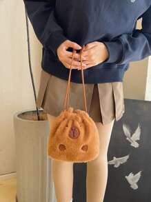 Trousse de maquillage mignonne, animal en peluche, sac à main amusant, sac de toilette, portefeuille pour le shopping et les loisirs