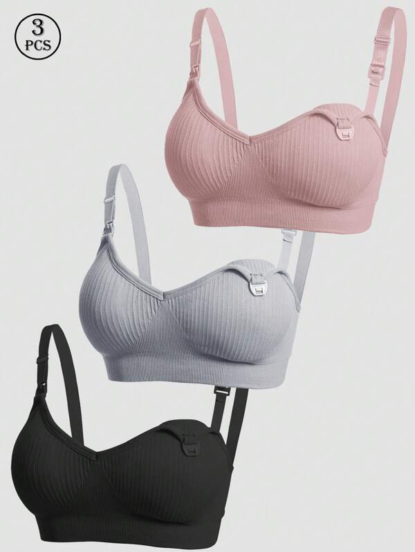 3 pièces/Set Soutiens-gorge d'allaitement de maternité, Soutien-gorge d'allaitement à attache frontale sexy, Soutien-gorge d'allaitement confortable