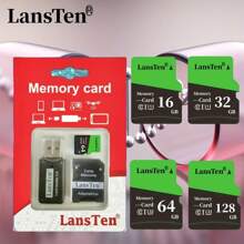 LansTen Memory Card 16GB 32GB 64GB 128GB High Speed Flash Memory Card C10/U3 Memory TF Card With Card Reader
