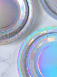 Piatti monouso in carta argento con laser, 7/9 pollici, forniture per feste, piatti monouso per feste, decorazioni per feste, feste di compleanno, regali per feste, decorazione per eventi e celebrazioni