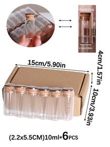 12 Styles (6pcs/12pcs) Natural Coconut Cover Glass Bottles, Small Storage Jars, DIY Spell Potion Bottles, Suitable For Stones And Sand Gifts Birthday Graduation - Transparent - View 4