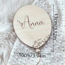 Globo de madera personalizado con cartel de nombre personalizado, decoración para cuarto de niños, hecho de madera natural
