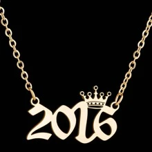 1pc Stainless Steel Year Engraved Necklace, Commemorative Unique Date, Birthday Crown Pendant Necklace, Birthday Gift, Elegant Minimalist Numeric Choker Collar Pendant Necklace