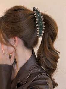 1个水晶叶香蕉夹，时尚优雅的香蕉发夹，发饰，爪夹，发卡，发爪，学习用品，发饰